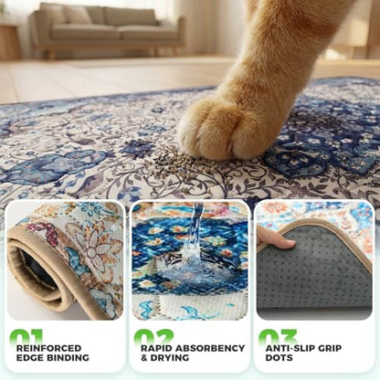 Hompet Cat Litter Mat 2 Pack, 48x60 Large Machine Washable Trapping Mats for Cats, Super Absorbent & Urine-Proof Cat Litter Box Mat for Floor, Waterproof & Non Slip Kitty Litter Rug - Image 5