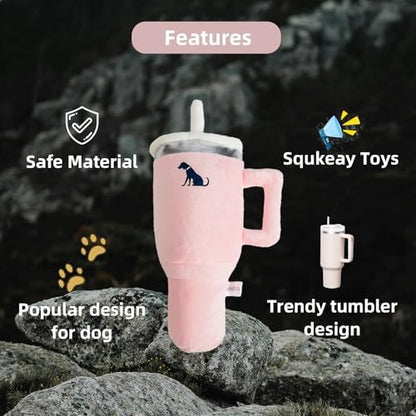 Funny Squeaky Dog Toys with Handle - Pink (Small/Medium/Large) - Image 2