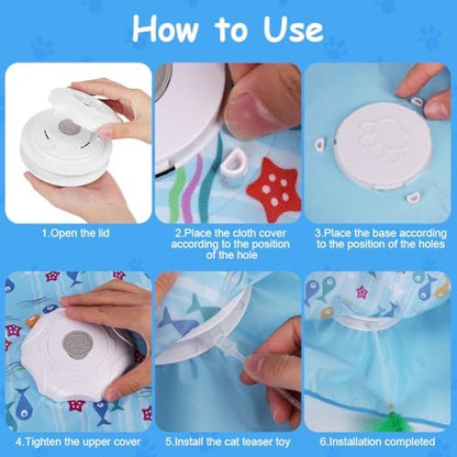 Interactive Cat Toys for Indoor Cats, Automatic Hide and Seek Cat Toy, Moving Concealed Feathers, Mouse Squeaky, Rechargeable Touch Activated Exercise Toys for Kitten Bored Adult Cats, 3 Modes - Image 7