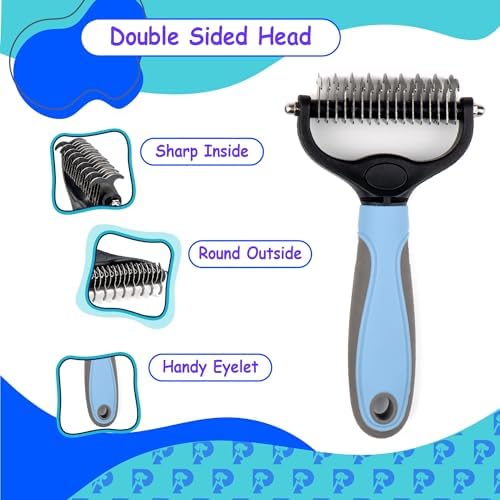 Double-Sided Pet Grooming Tool Undercoat Rake for Dogs and Cats - Professional Dematting Brush, Shedding Comb, Mat Remover, Deshedding, Safe Detangler, Fur Maintenance, Long-Haired Pets - Image 2