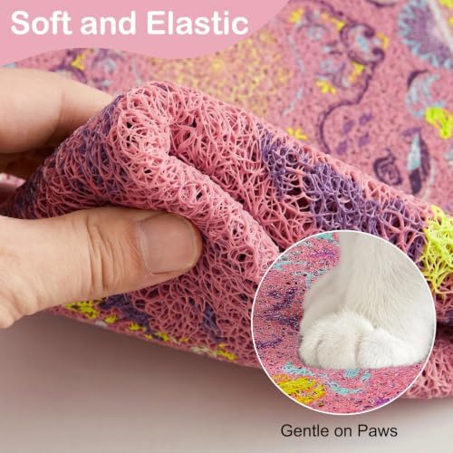 Glittme Cat Litter Mat with Non-Slip Bottom Litter Box Mat 33"X22" Litter Trapping Mat Easy to Clean Washable Cat Food Mat for Kitty,L - Image 4