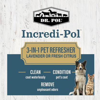 Dr. Pol Incredi-Pol 3-in-1 Pet Refresher | Waterless Coat Cleaner & Conditioner | Pet Odor Eliminator | Fine Mist Spray for Dogs & Cats | Freshens, Cleans & Softens Fur | 3 oz | Fresh Citrus - Image 5