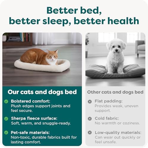 FurHaven Dog Bed for Extra Small Dogs & Cats, Bolster Crate Pad with Soft Supportive Base for Carriers & Kennels, Machine Washable, Extra Small, Sherpa Fleece, Cream - Image 5