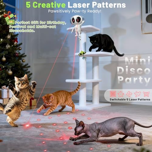 ORSDA Laser Cat Toys for Indoor Cats, 2 in 1 Interactive Automatic Dual Laser & Catnip UFO Dangler for Kitten Toys, Truly Random Trajectory Radar Motion-Activated, Rechargeable 4 Modes, Clamp Design - Image 6