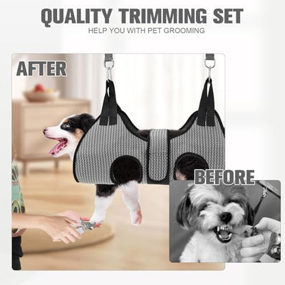 PAWCHIE Dog Grooming Hammock Harness for Dogs & Cats with Pet Nail Clipper Trimmer- Breathable Cat Hanger Sling for Trimming Clipping Nails-Dog Hammock Restraint Bag for Small Medium Large Dog,Grey XS - Image 5