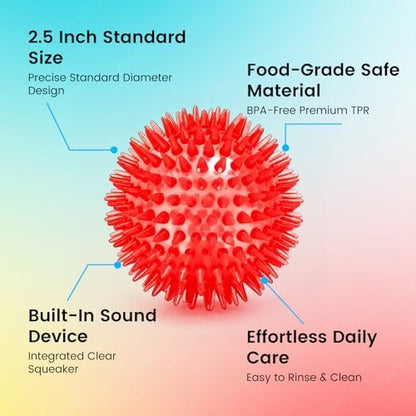 Squeaky Dog Toys Balls, 6 Pack 2.5" Spiky Dog Balls, Durable Puppy Chew Toys for Teething, Interactive Fetch Dog Toy Balls for Small Dogs - Image 5
