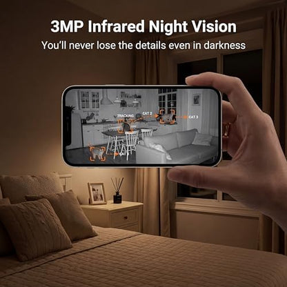 AI Pet Camera Indoor, Multi-Pet Recognition for Up to 6 Pets, 2K 3MP Dog & Cat Camera with 360° Auto Tracking, AI Daily Summaries, Night Vision, 2-Way Audio, 2.4/5GHz WiFi - Image 4