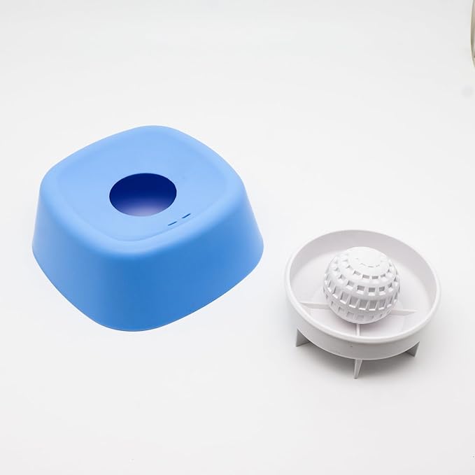 No Spill Dog Bowl with Raised Perimeter, Anti-Slip Slow Feeder for Liquid Treats, Blue/Black Colors, Multi-Purpose for Dogs and Cats (Blue)