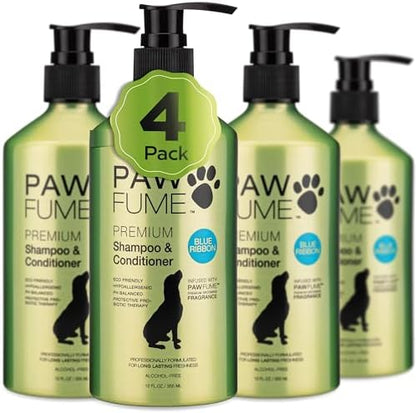 PAWFUME Dog Shampoo and Conditioner, Blue Ribbon, 4-Pack by Pawfume