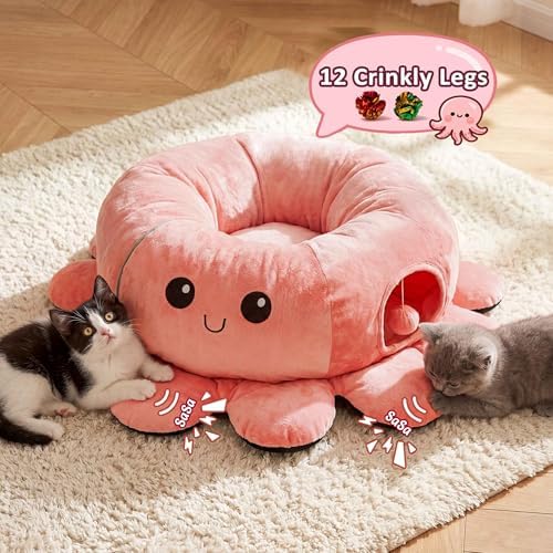 Cat Tunnel Bed with 20 Cat Toys, Kitten Toys for Indoor Kittens,Pink - Image 6