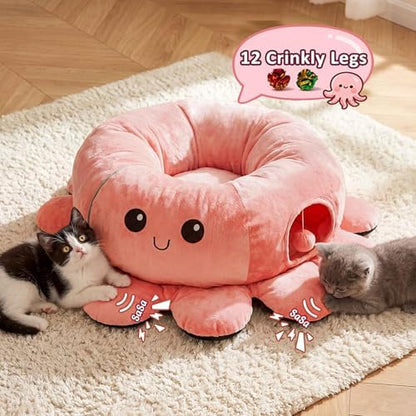 Cat Tunnel Bed with 20 Cat Toys, Kitten Toys for Indoor Kittens,Pink - Image 6