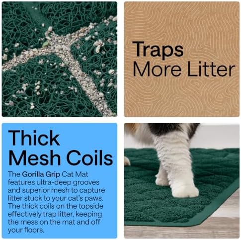 GORILLA GRIP Cat Litter Box Mat, Coiled Mesh Trapping Mats, 24x17 Green - Image 3