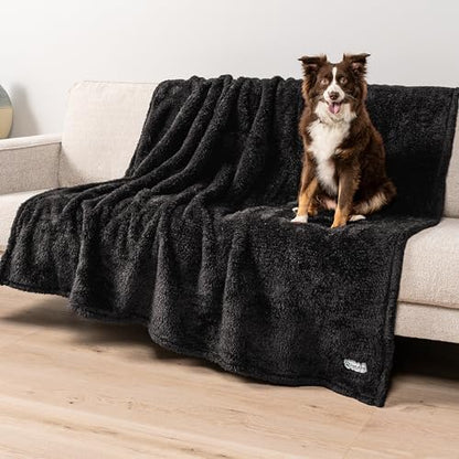 PetAmi Soft Plush Sherpa Dog Blanket for Pet Cat, X-Large 60x80, Black - Image 2