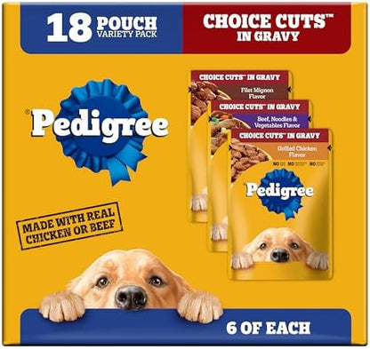 Pedigree Choice Cuts Wet Dog Food Pouch, Protein Variety, 3.5 oz, 18 Count by Pedigree