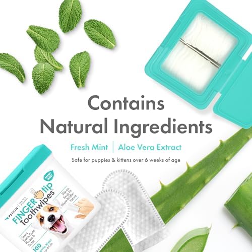 Petkin Fingertip Tooth Wipes for Dogs and Cats, 100 Finger Wipes - Slip-On, Snug Fit, Micro-Bristle Fabric - Cleans Teeth, Gums, Plaque & Tartar - Convenient, Ideal for Home and Travel - Fresh Mint - Image 5