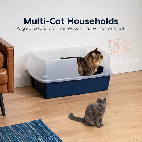 IRIS USA XX-Large Side Entry Cat Litter Box, Navy - Image 5