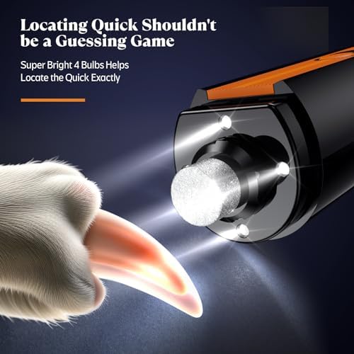 YABIFE 4-Lights Dog Nail Grinder, Easy Quick Locate Dog Nail Trimmers, for Puppy Paw Toenails or Pets from Small, Medium to Large, with Travel Lock, Whisper Quiet, Heavy Duty 3 Speeds - Image 2