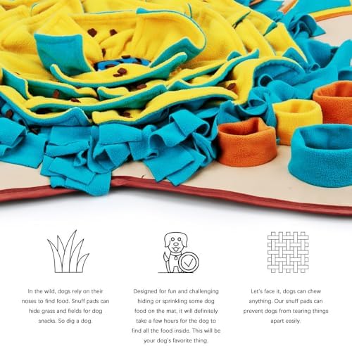 AWOOF Pet Snuffle Mat for Dogs, Interactive Feed Game for Boredom, Encourages Natural Foraging Skills for Cats Dogs Bowl Travel Use, Dog Treat Dispenser Indoor Outdoor Stress Relief (Khaki) - Image 2