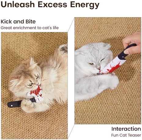 Potaroma 4Pcs Cat Toys, Horror Halloween Knife-Shaped Kitten Catnip Crinkly Sound Toys, Indoor Exercise for All Cat Breeds 6.5 Inches - Image 5