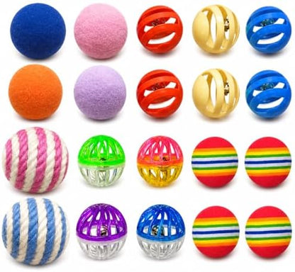 Cat Toys for Indoor Cats, 20 Packs Cat Toys Balls by YULOYI