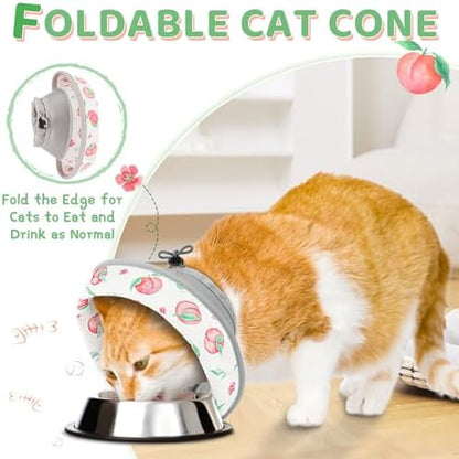 Cat Cone Collar Soft to Stop Licking, Adjustable, Foldable Lightweight Kitten Cones After Surgery Recovery for Cats & Kittens, Cat Cone Alternative, Easy Eating (PinkWhite, M) - Image 3