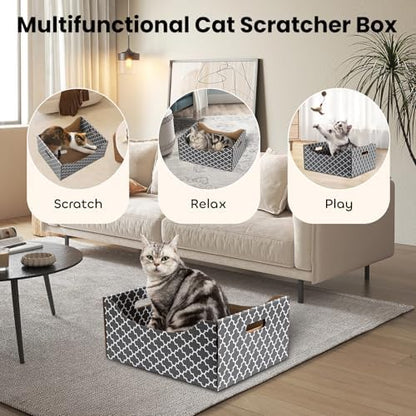 [Ultra-Large] Cardboard Cat Scratcher Box, Heavy Duty Cat Scratcher Bed with Double-Sided Scratch Pad, Sturdy and Refillable, Ideal for Scratching and Sleeping, Premium House for Indoor Cats - Image 6
