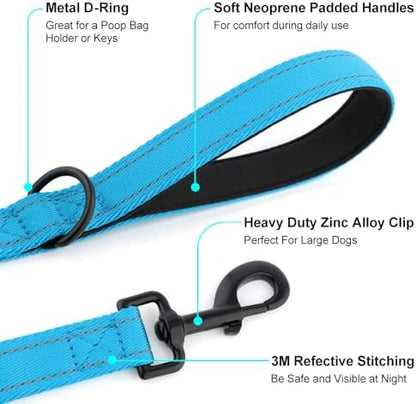 Heavy Duty Double Handle Dog Leash 6 ft Long for Total Control, Padded 2 Handle, Reflective Training Lead for Medium Large Dogs (Sky Blue, 6 FT) - Image 5