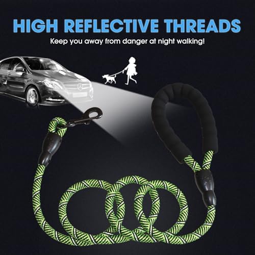 BAAPET 2/4/5/6 FT Dog Leash with Comfortable Padded Handle and Highly Reflective Threads for Small Medium and Large Dogs (5FT-1/2'', Black Green) - Image 4