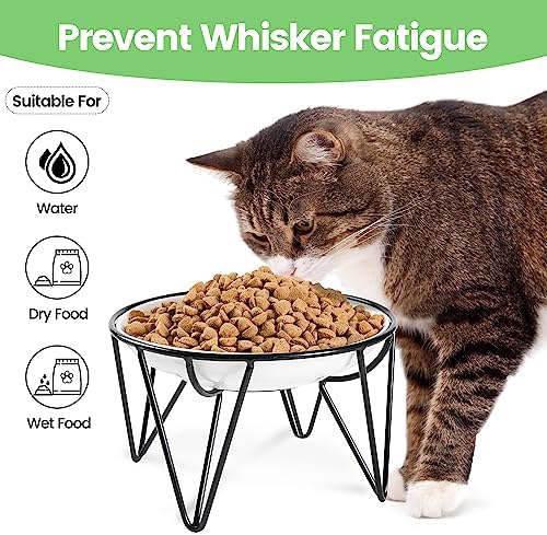 Ceramic Elevated Cat Bowls - Whisker Friendly, Anti-Vomiting Cat Food Plate, Stylish, Safe and Hygienic (Fishboon, 1 Pack) - Image 4