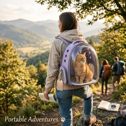 Expandable Cat Carrier Backpack with Bubble Window, Purple - Image 6