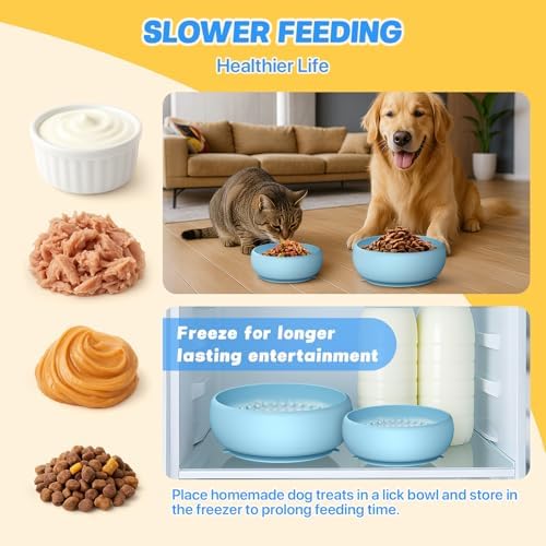 2 Pack Dog Lick Bowl, Slow Feeder Licking Bowl(Blue) - Image 4