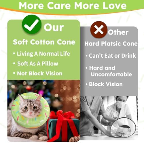 Hpetppy Cat Cone Collar Soft, Cat Recovery Collar for Wound Healing Cute Donut Adjustable Kittens Cones to Stop Licking Comfortable Lightweight Neck Elizabethan Collars for Cats Kittens After Surgery - Image 4