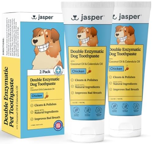Jasper Dog Toothpaste Double Enzymatic, Chicken Flavor 3.5oz 2-Pack by OralWellnessforPets