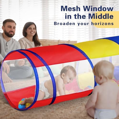 Kids Play Tunnel Tent for Toddlers, Colorful Pop Up Crawl Through Passage, Indoor & Outdoor Pipe Toy for Kids Backyard Playset, Dog Cat Pet Tunnel (Red, Yellow and Blue Tunnel) - Image 5