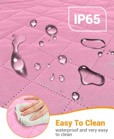 Dog Car Seat Cover, 600D Heavy Dute Car Seat Cover for Dogs Pets, 100% Waterproof Anti-Scratch Nonslip Dog Hammock for Cars, Seat Covers Protector with SeatBelt for Sedan SUV Truck Standard Pink - Image 5