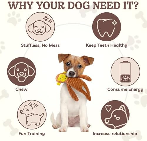SHARLOVY No Stuffing Dog Toys Squeaky for Large Dogs, Crinkle Puppy Teething Toys to Keep Them Busy, Plush Interactive Doggie Long Lasting Chews for Aggressive Chewers - Image 6