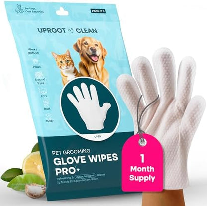 Uproot Clean Pet Grooming Gloves: Deodorizing & Grooming, 1-Month Supply by UprootClean