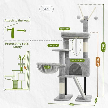 Gitelsnour Cat Tree Tower for Indoor Cats, Top Platform with Toy, GCT006SW - Image 7