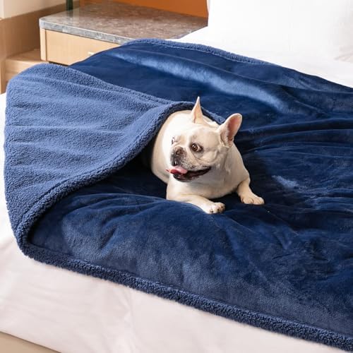 Navy Blue Dog Blanket for Pets Reversible Fluffy Pet Bed Cover Mats Waterproof Puppy Blankets Leakproof Sofa Couch Washable Cover Cat Pet Blanket for Warm-Navy Blue,M by Unknown