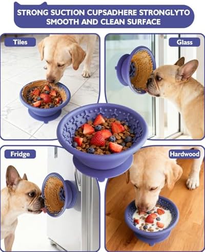 Dog Lick Bowl, Non-Slip Slow Feeder Licking Mat & Treat Dispenser (Wide Bowl Mouth w/Inlaid Stainless Steel Ring) - Interactive Toys, Anxiety Reducer, Freeze Bone for Dogs, BPA Free Silicone - Image 6