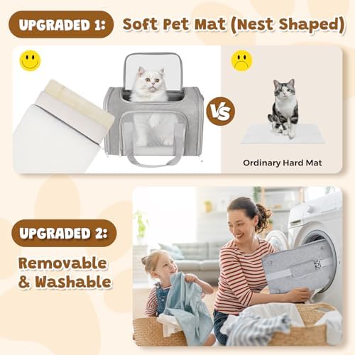 Cat Carrier Soft Up to 16 Lbs, Breathable Pet Travel Bag with Steel Frame - Image 5