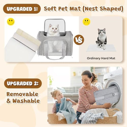Cat Carrier Soft Up to 16 Lbs, Breathable Pet Travel Bag with Steel Frame - Image 5