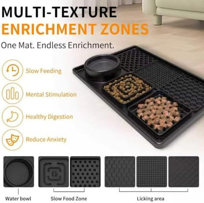 Silicone Enrichment Mat, Dog Bath Grooming Slow Feeder Bowl, Snuffle Lick Mat (Black) - Image 4