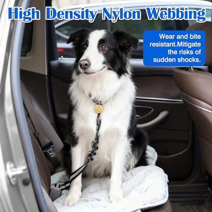 Black Adjustable Dog Car Safety Seat Belt with Elastic Cushion Leash & Anti-Tangle Metal Buckle - Image 6