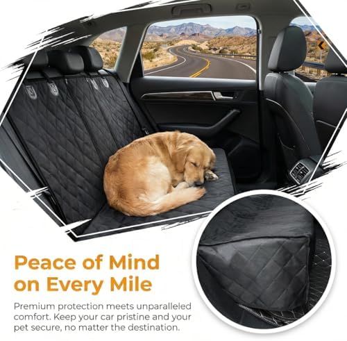 Dog Car Seat Cover for Back Seat, Waterproof Non-Slip Automotive Pet Bench Seat Pad Cover, Soft Vehicle Dog Middle Armrest Pet Backseat Bed Mat Protector, Universal Fit (Black) - Image 5