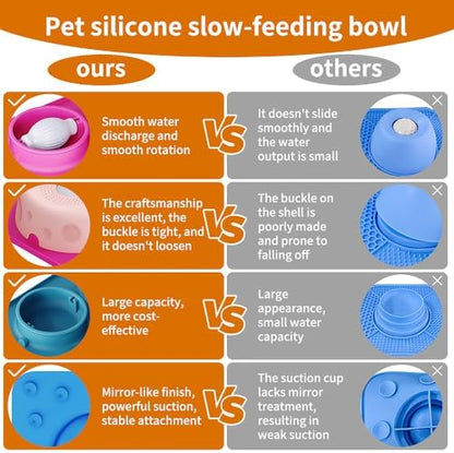 Slow Feeder Dog Bowls with Rolling Ball & Lick Mat for Dogs and Cats - Image 3