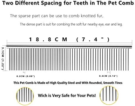 JINSHIN Dog comb,Cat comb,Pet combs,Metal Dog Comb,Pets Steel Comb,Cat Grooming Comb,Dog Grooming Comb (Silver+Pink) - Image 2