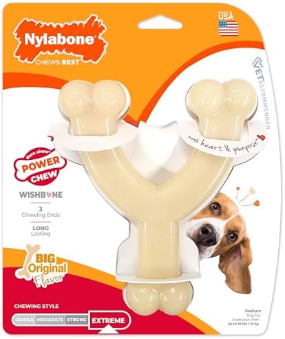 Nylabone Power Chew Wishbone Dog Chew Toy, Original Flavor, Medium by Nylabone