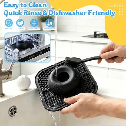 Slow Feeder Dog Bowls & Lick Mat for Liquid and Thick Treat, Anti-Slip Dog Lick Bowl with Interactive Rolling Ball, 5/6 Cup Pup Licking Toy for Large Medium Small Dogs and Cats-Large Black - Image 6