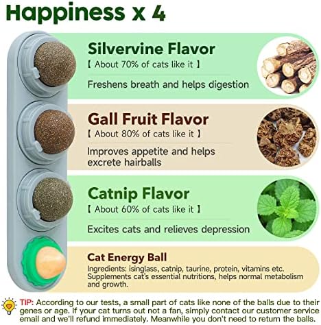 Potaroma 4 Catnip Silvervine Ball Toys, Extra Cat Energy Ball - Image 2